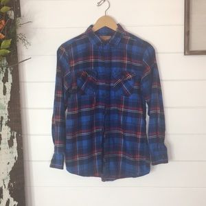 🛍Boys red camel flannel button up shirt